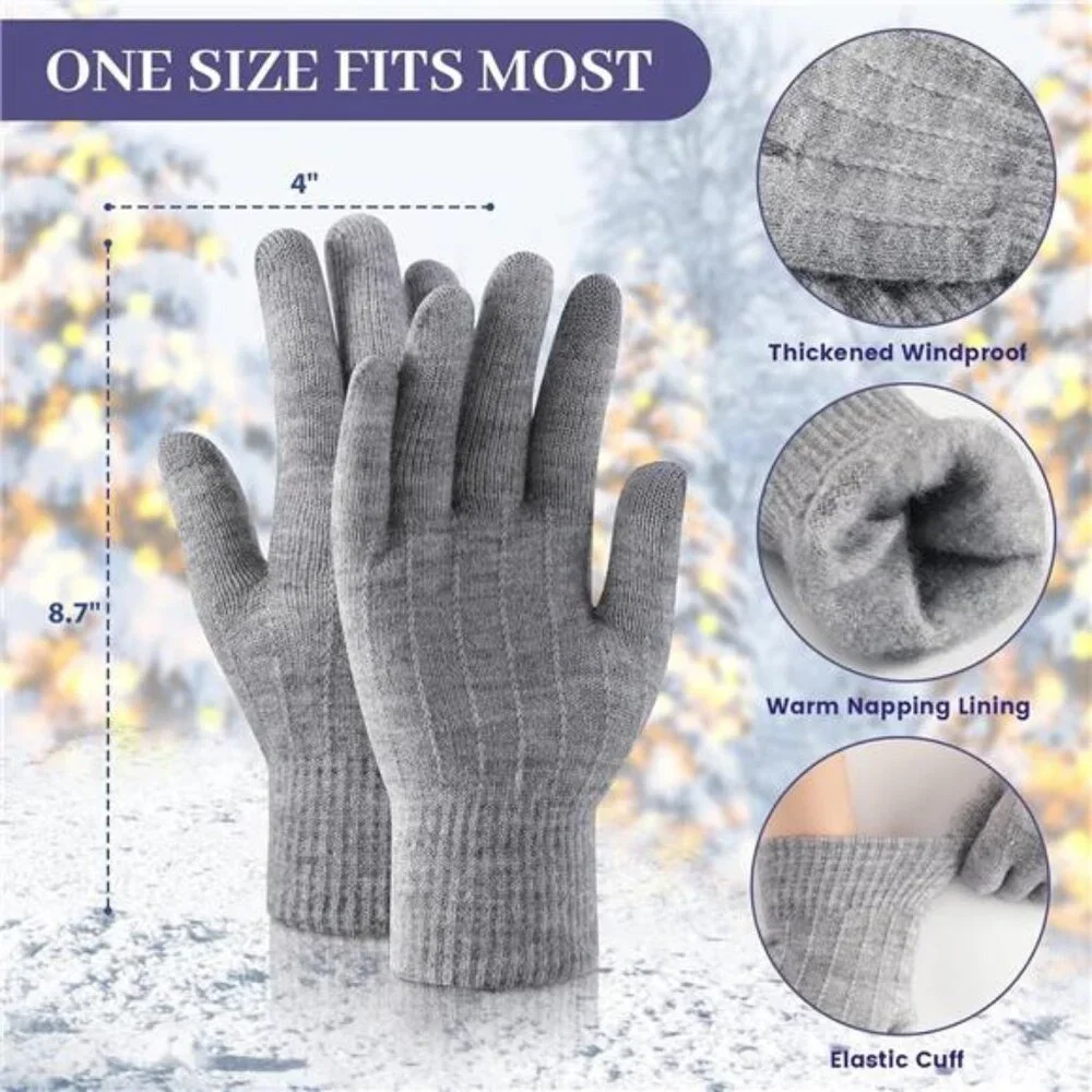 4 Pairs Winter Gloves Women Men Cold Weather Valentines - Picture 2 of 7
